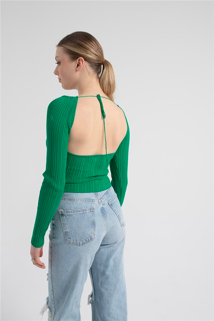 Nisan Kadın Pencere Detaylı Triko Bluz BENETTON TT3772-Z