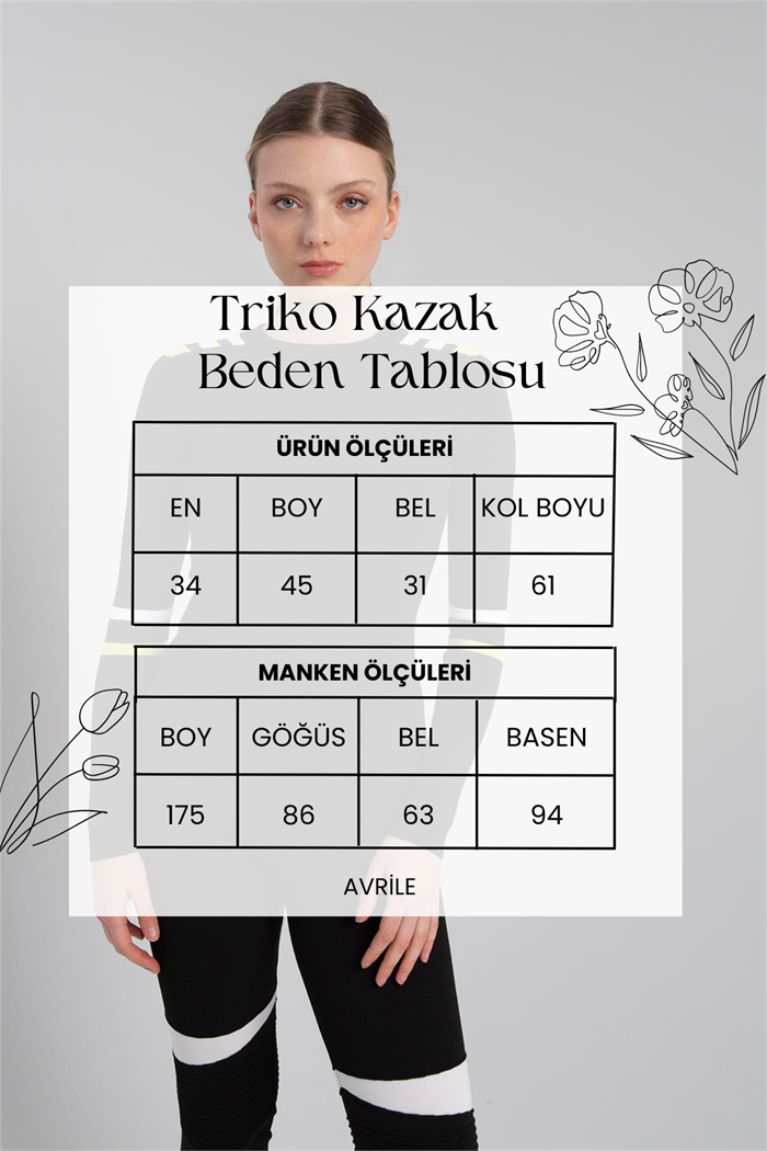 Nisan Kadın Şerit Detaylı Triko Kazak SİYAH-SARI TT3814-Z