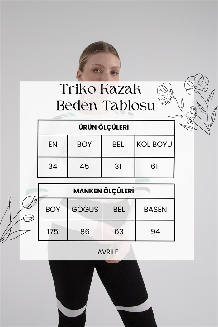 Nisan Kadın Şerit Detaylı Triko Kazak BEYAZ-BENETTON TT3814-Z
