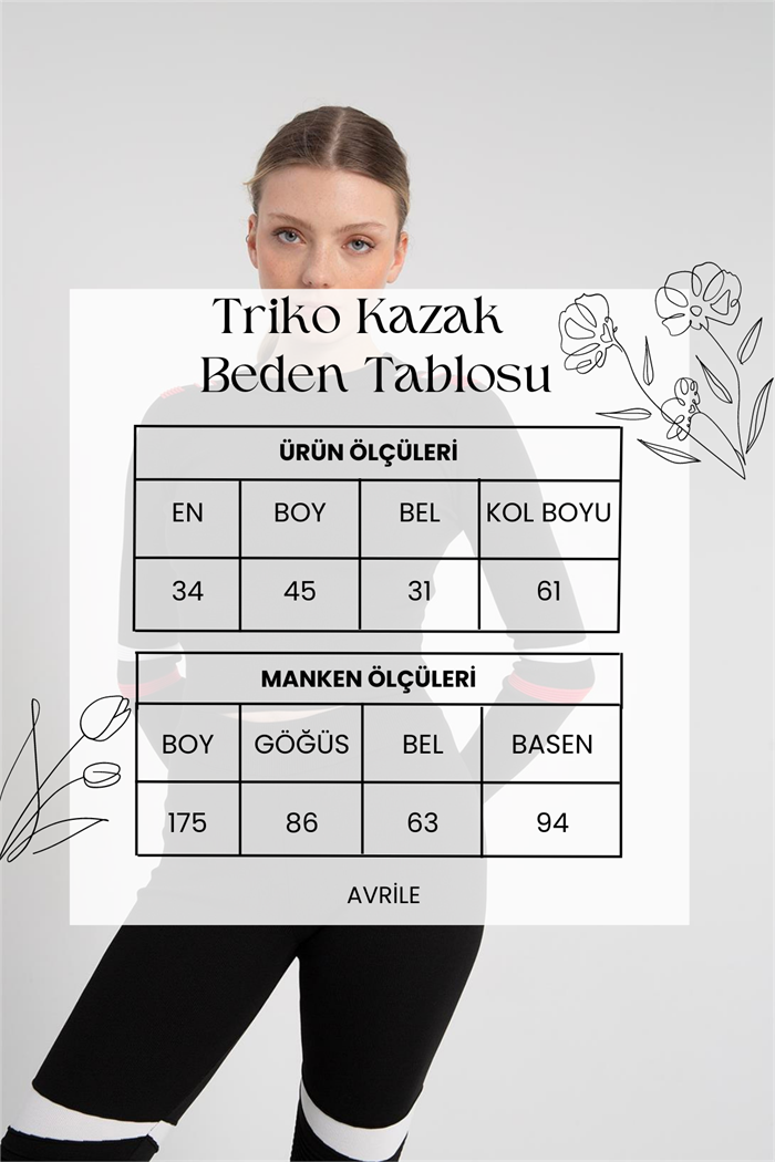 Nisan Kadın Şerit Detaylı Triko Kazak SİYAH-KIRMIZI TT3814-Z