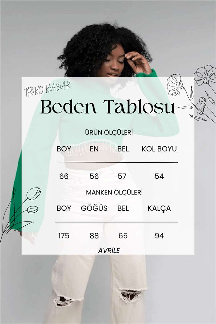 Nisan Kadın Taş Zincirli Crop Kazak BENETTON TT3823-Z
