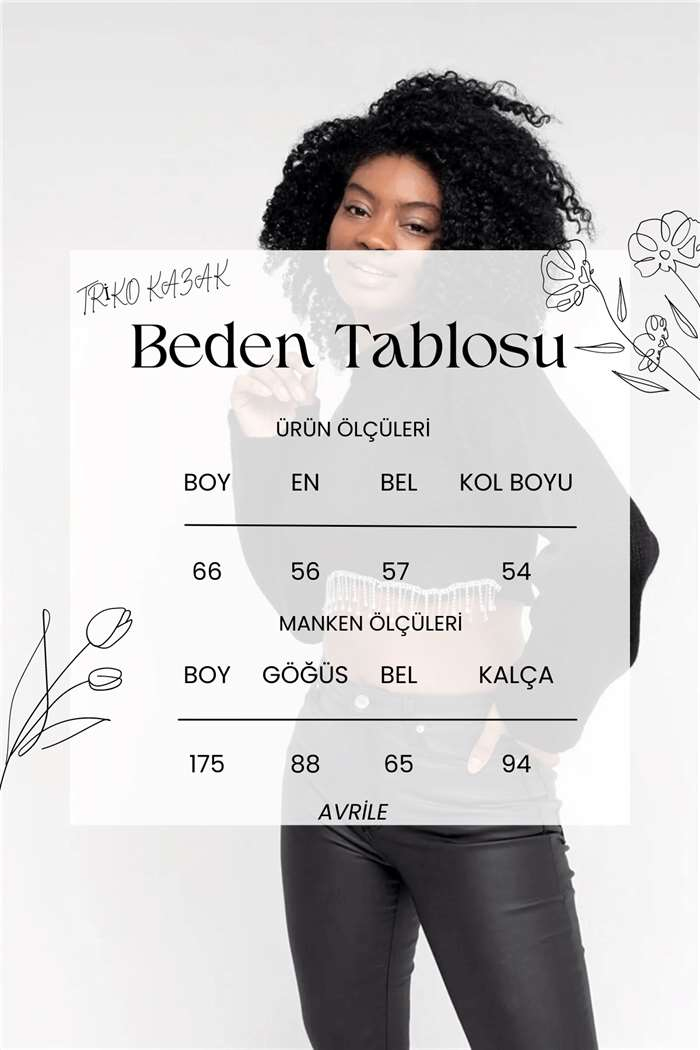Nisan Kadın Taş Zincirli Crop Kazak SİYAH TT3823-Z