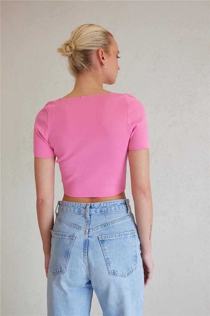 Nisan Kadın Taşlı Triko Bluz PEMBE TT3948-Z