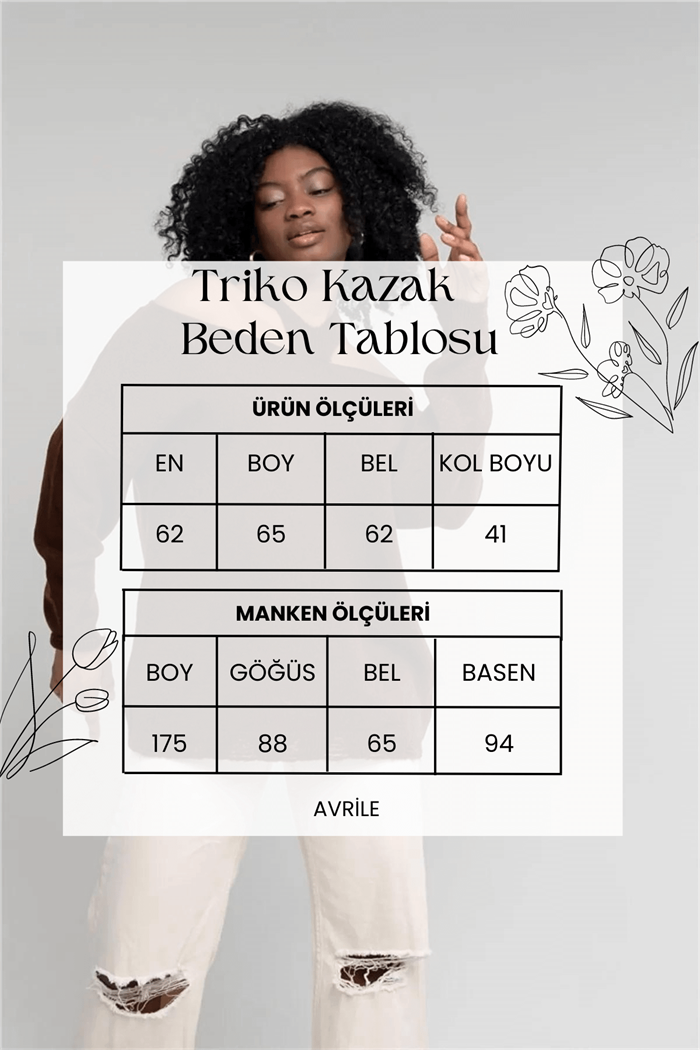 Nisan Kadın Yaka Detaylı Triko Kazak KAHVERENGİ TT3819-Z