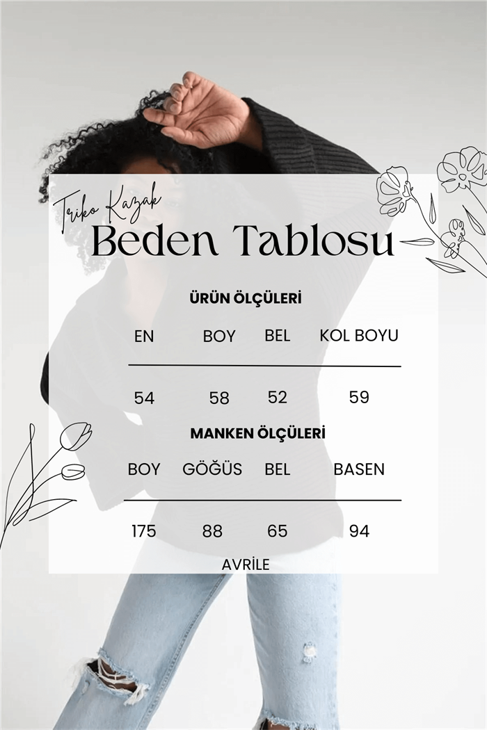 Nisan Kadın Yarasa Kol Polo Yaka Kazak SİYAH TT3749-Z