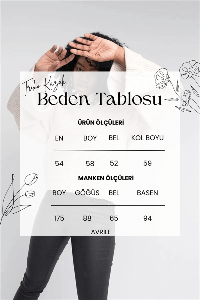 Nisan Kadın Yarasa Kol Polo Yaka Kazak BEJ TT3749-Z