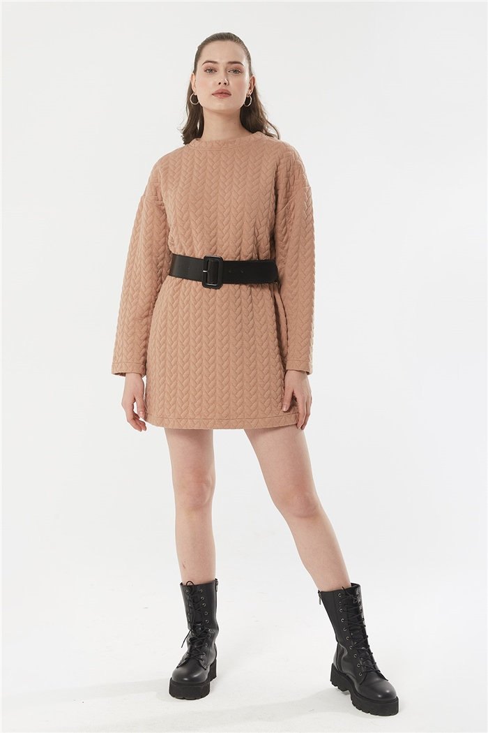 Nisan Kapitone Elbise  CAMEL  N22-1292