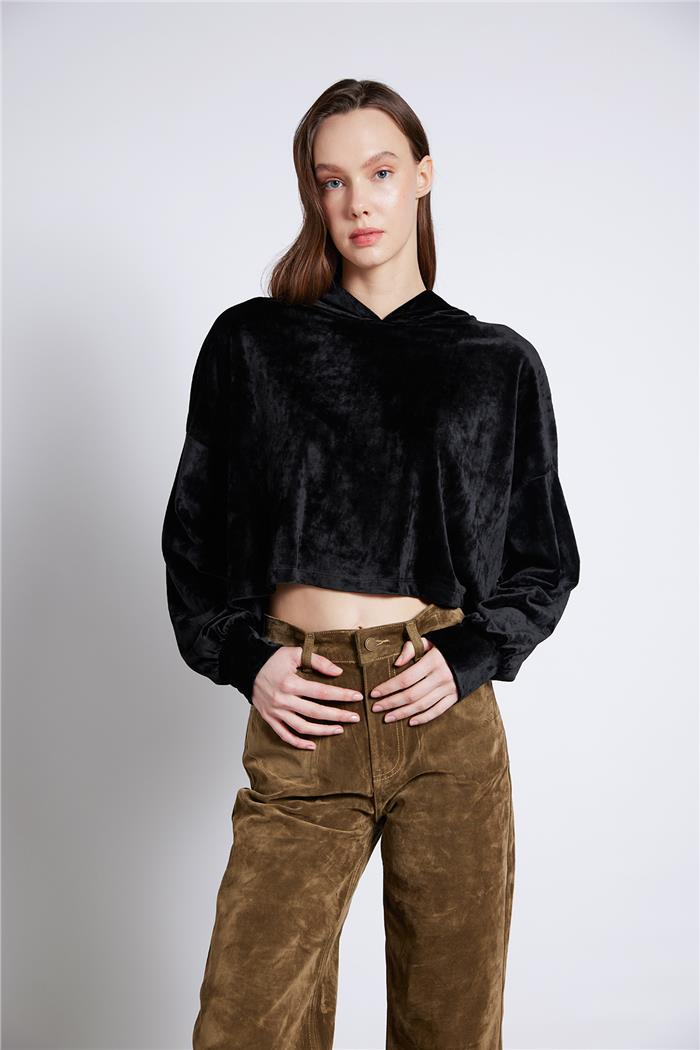 Nisan  KAPÜŞONLU UZUN KOLLU SWEATSHIRT SİYAH N25-2056