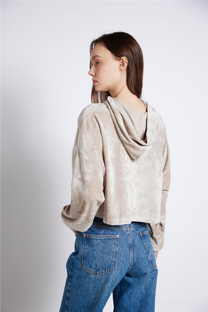 Nisan  KAPÜŞONLU UZUN KOLLU SWEATSHIRT TAŞ N25-2056