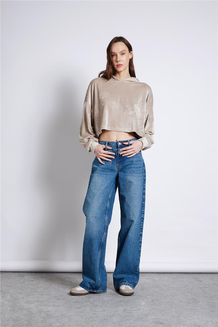 Nisan  KAPÜŞONLU UZUN KOLLU SWEATSHIRT TAŞ N25-2056