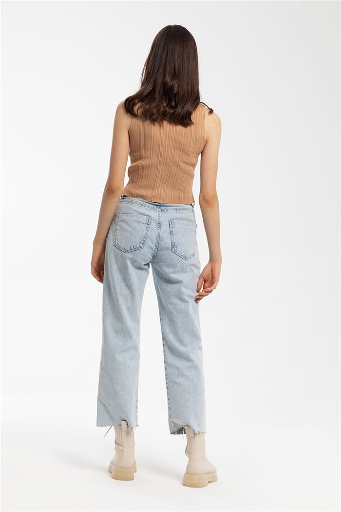 Nisan Kendinden Dik Yakalı Triko Bluz  CAMEL  TT3225-T