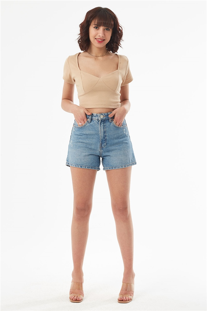 Nisan KISA KOLLU CROP  BEJ  N22-1414