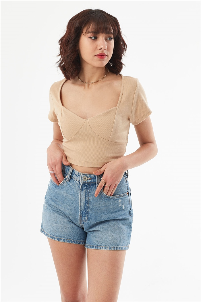 Nisan KISA KOLLU CROP  BEJ  N22-1414