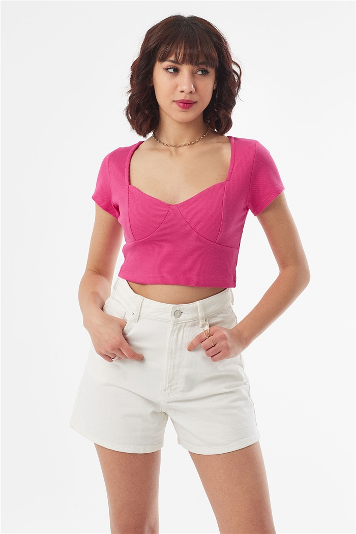 Nisan KISA KOLLU CROP  FUŞYA  N22-1414