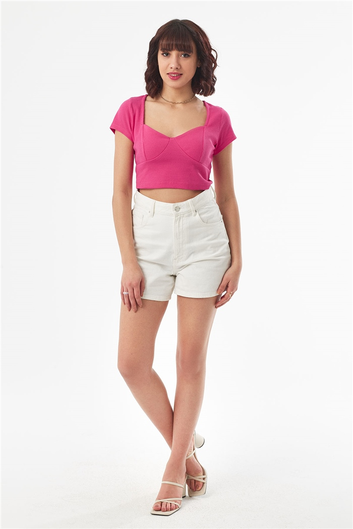 Nisan KISA KOLLU CROP  FUŞYA  N22-1414