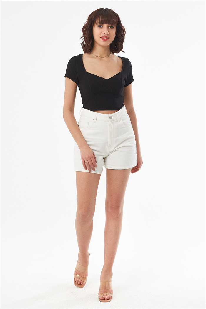 Nisan KISA KOLLU CROP  SİYAH  N22-1414