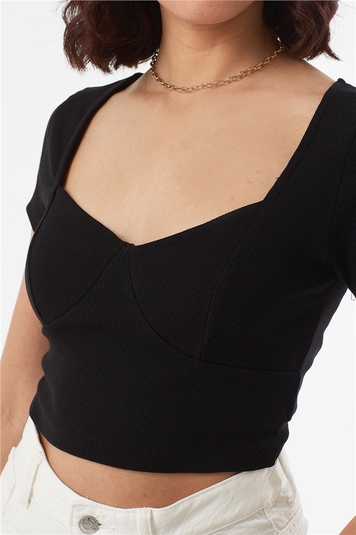 Nisan KISA KOLLU CROP  SİYAH  N22-1414