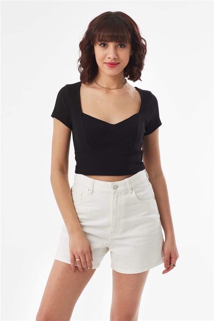Nisan KISA KOLLU CROP  SİYAH  N22-1414