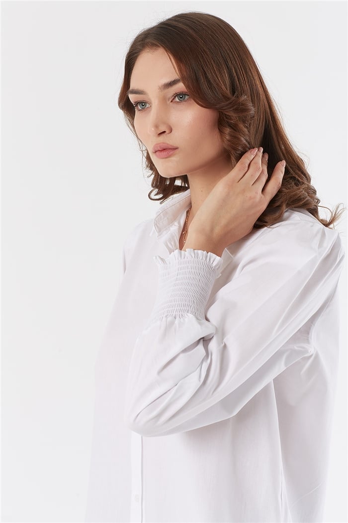 Nisan ÖNÜ BAĞLAMALI GÖMLEK  BEYAZ  N22-1319