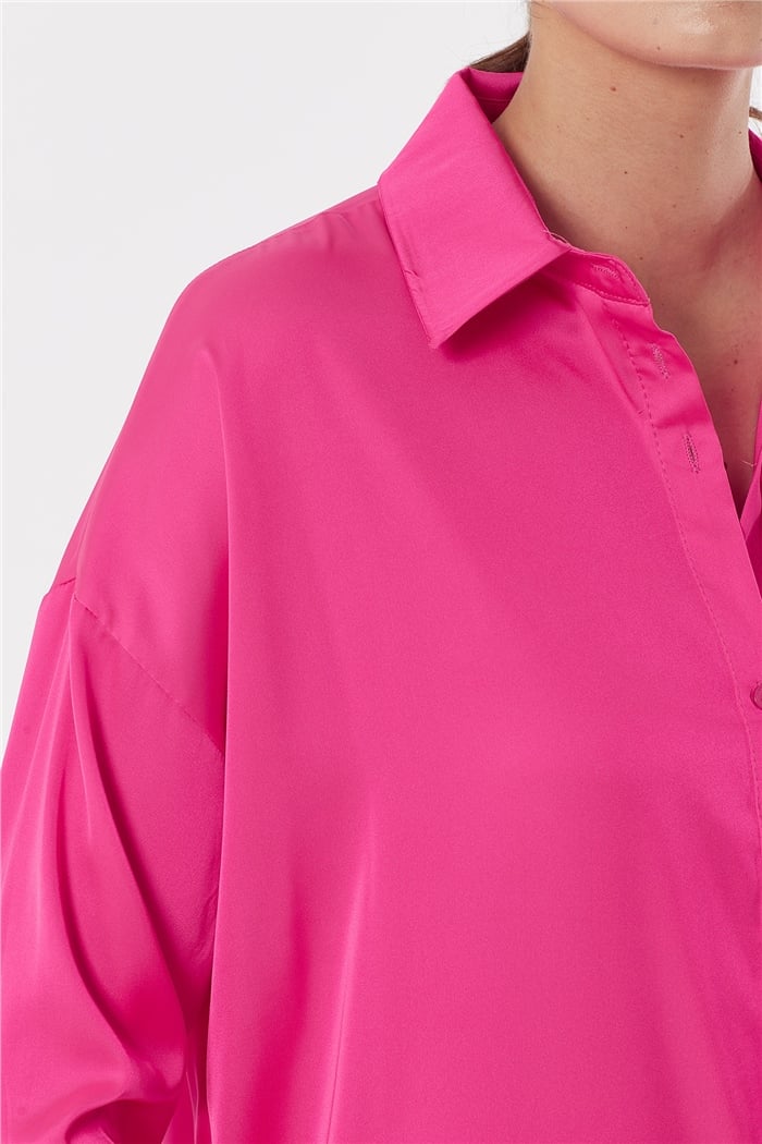 Nisan OVERSIZE SATEN GÖMLEK  FUŞYA  N22-1307