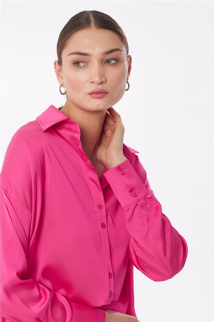 Nisan OVERSIZE SATEN GÖMLEK  FUŞYA  N22-1307