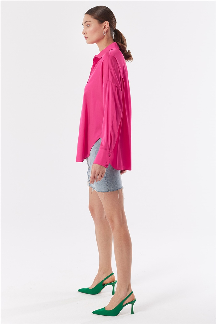 Nisan OVERSIZE SATEN GÖMLEK  FUŞYA  N22-1307