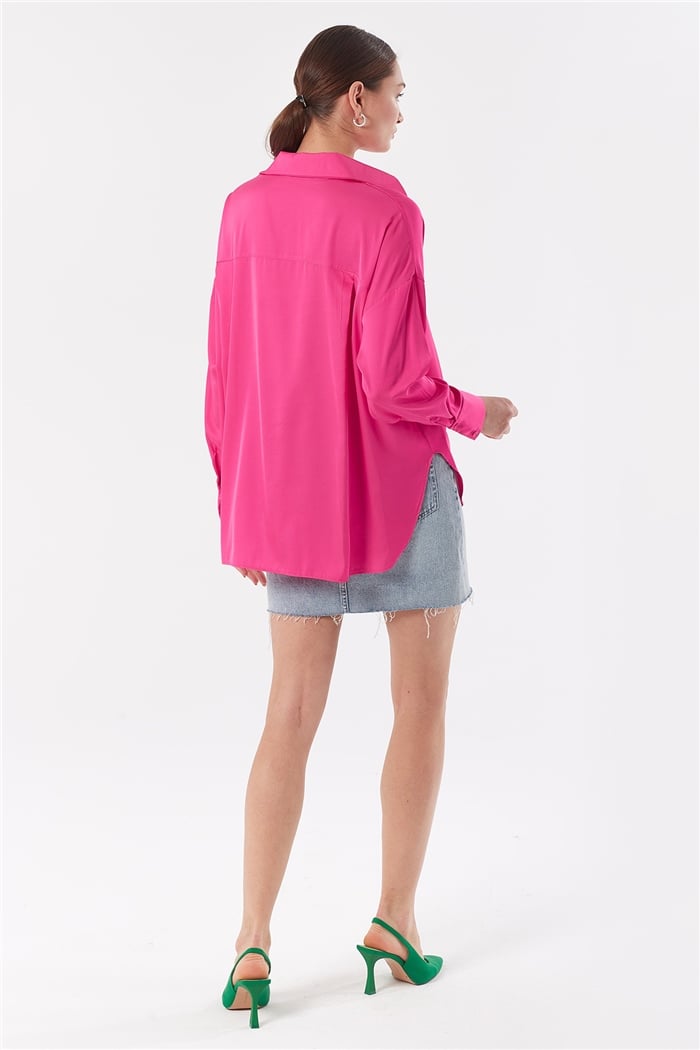 Nisan OVERSIZE SATEN GÖMLEK  FUŞYA  N22-1307