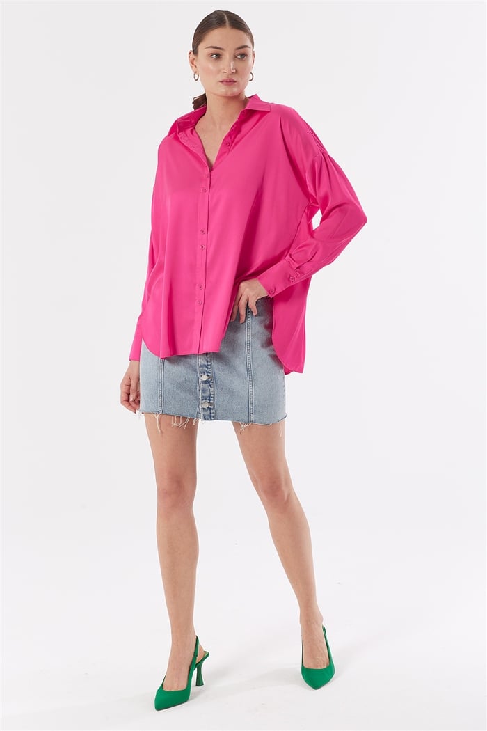 Nisan OVERSIZE SATEN GÖMLEK  FUŞYA  N22-1307