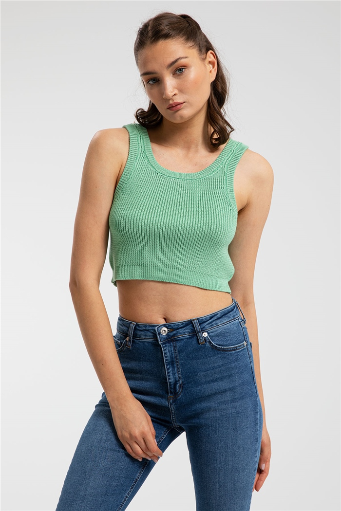 Nisan Selanik Triko Bluz  MİNT YEŞİLİ  TT3132-Z