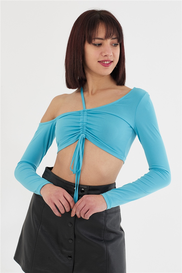 Nisan TEK OMUZ AÇIK BLUZ  AQUA  N22-1358