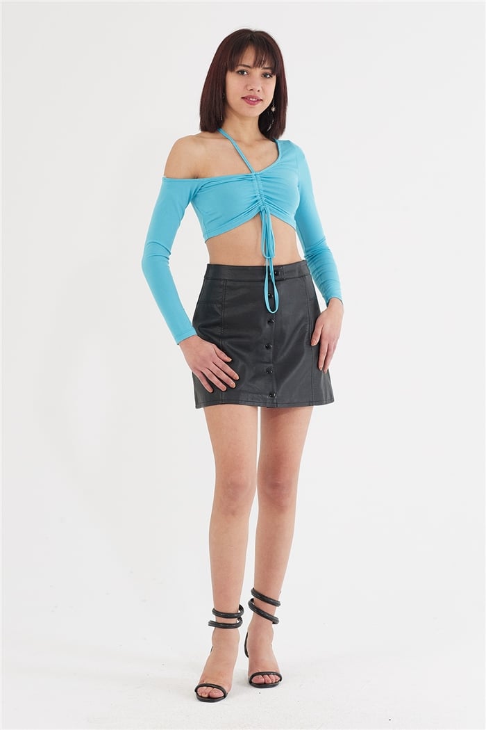 Nisan TEK OMUZ AÇIK BLUZ  AQUA  N22-1358