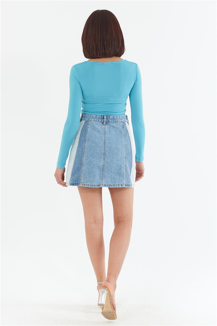 Nisan UZUN KOLLU BLUZ  AQUA  N22-1356