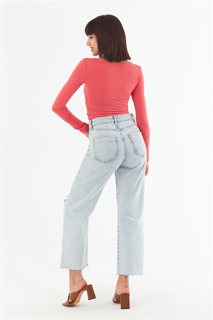 Nisan UZUN KOLLU BLUZ  CORAL  N22-1356
