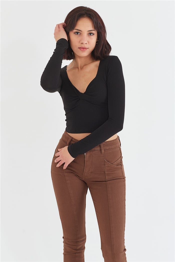 Nisan UZUN KOLLU BLUZ  SİYAH  N22-1356