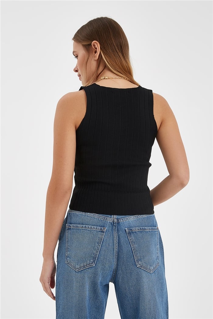 Nisan V Yaka Triko Atlet  SİYAH  TT2386-S