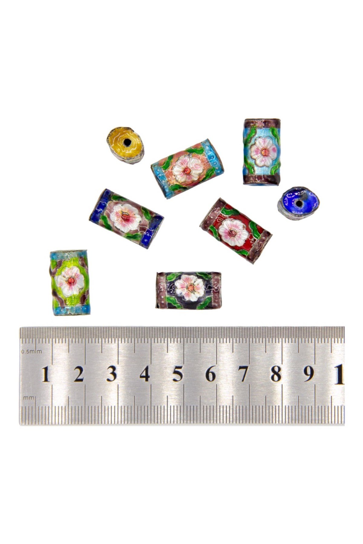 Altın Kaplama Cam Mineli Boncuk 18x10 mm