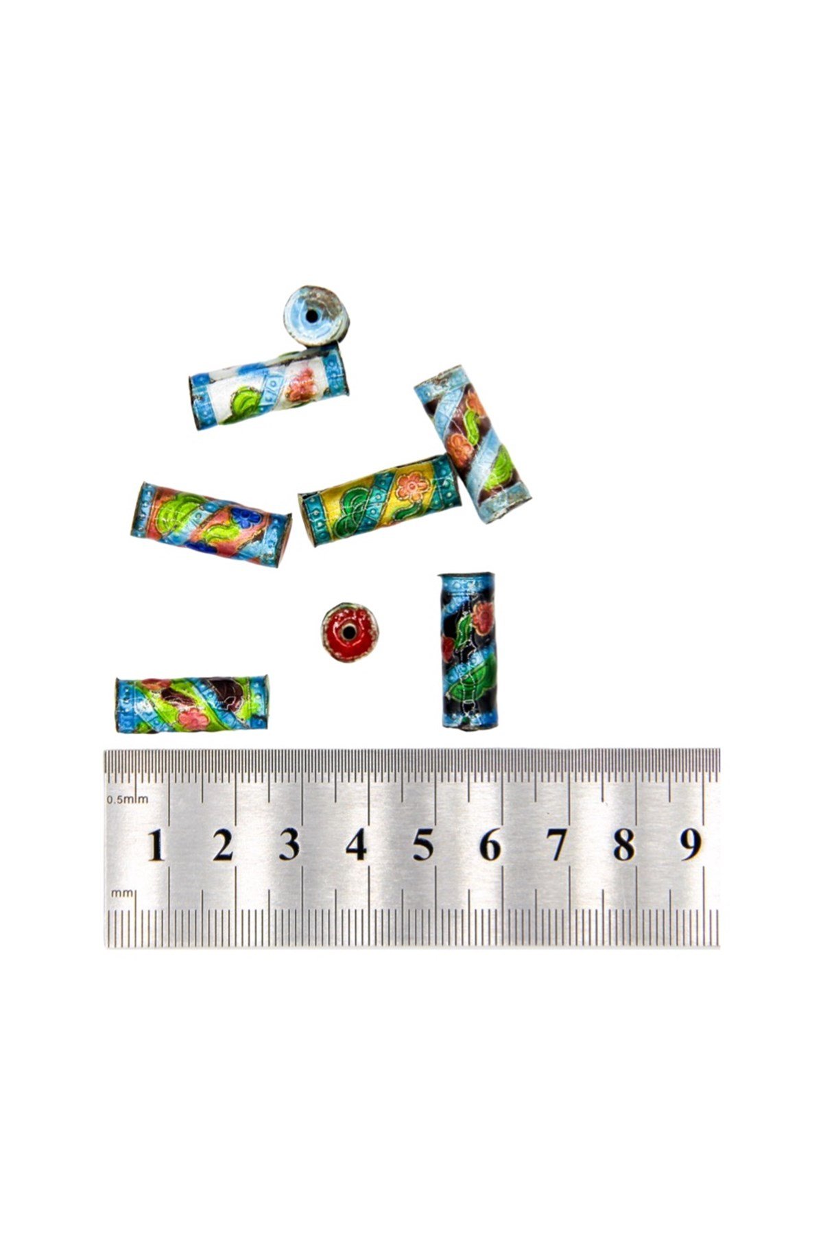 Altın Kaplama Cam Mineli Boncuk 6x18 mm