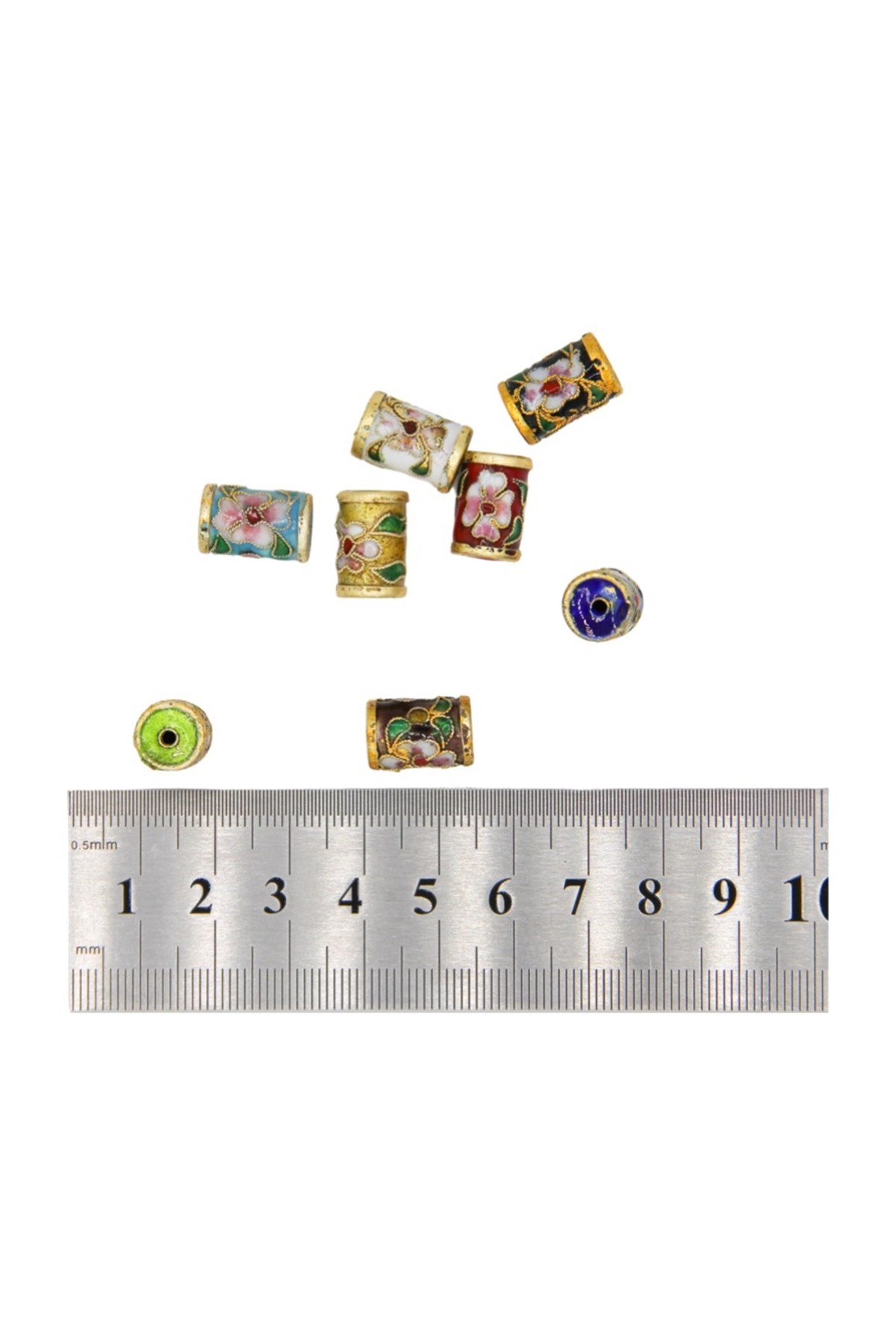 Altın Kaplama Cam Mineli Boncuk 7x12 mm