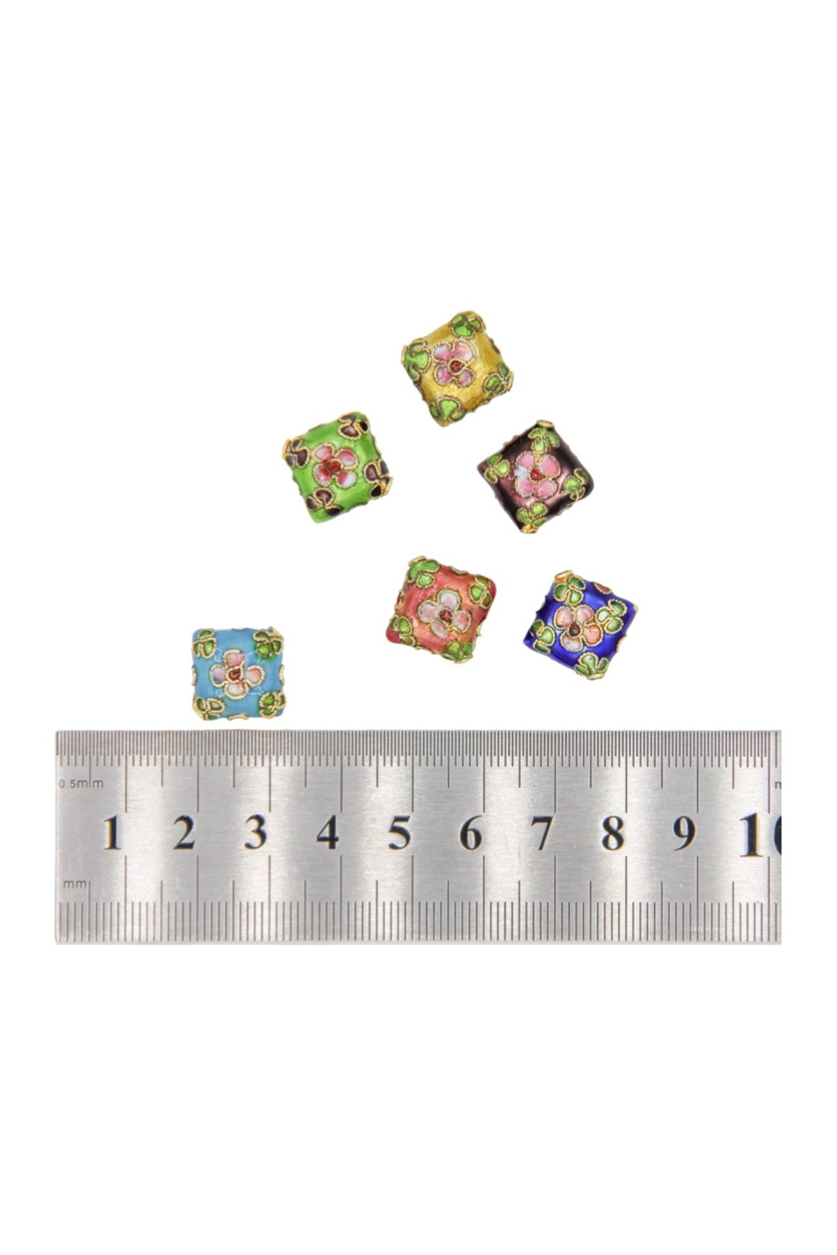 Altın Kaplama Cam Mineli Boncuk 7x14 mm