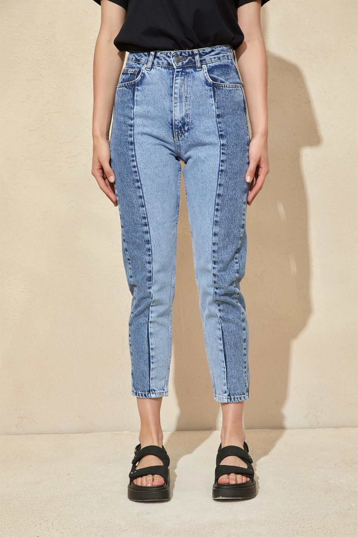 Açık Mavi Çift Renk Mom JeanST060S20046705