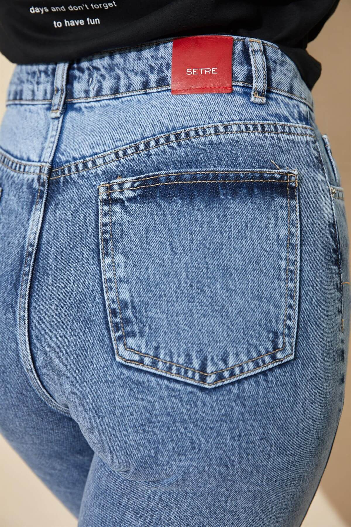 Açık Mavi Çift Renk Mom JeanST060S20046705