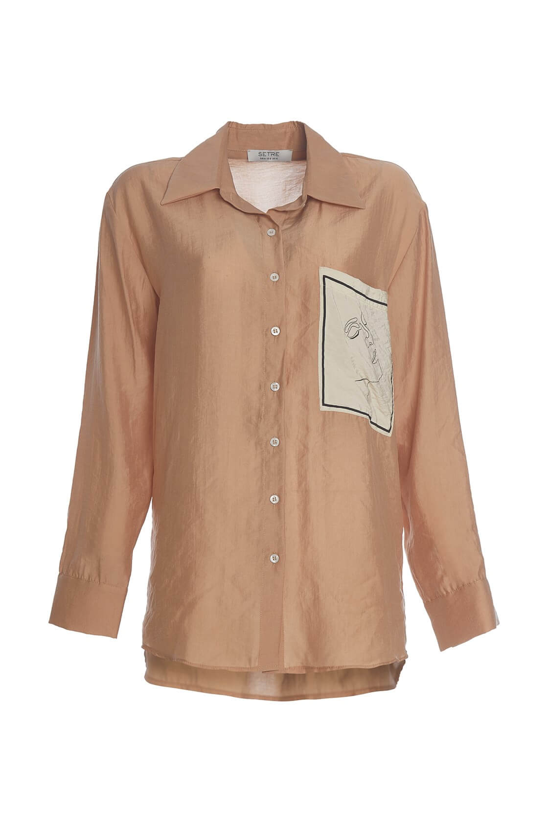 Bej Uzun Kol Baskılı Basen Kapatan Boy TunikST050S5510401