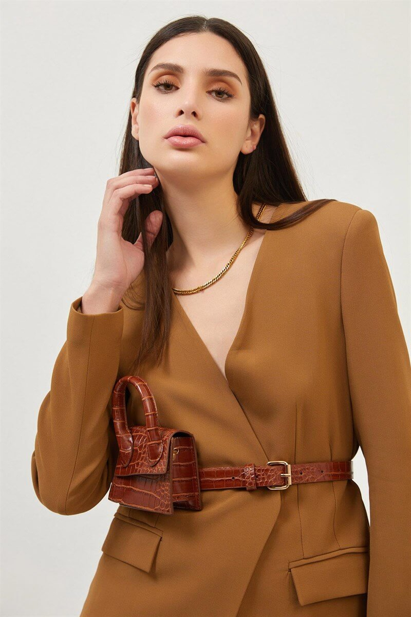 Camel Zincir Detaylı Kruvaze CeketST060W90303001