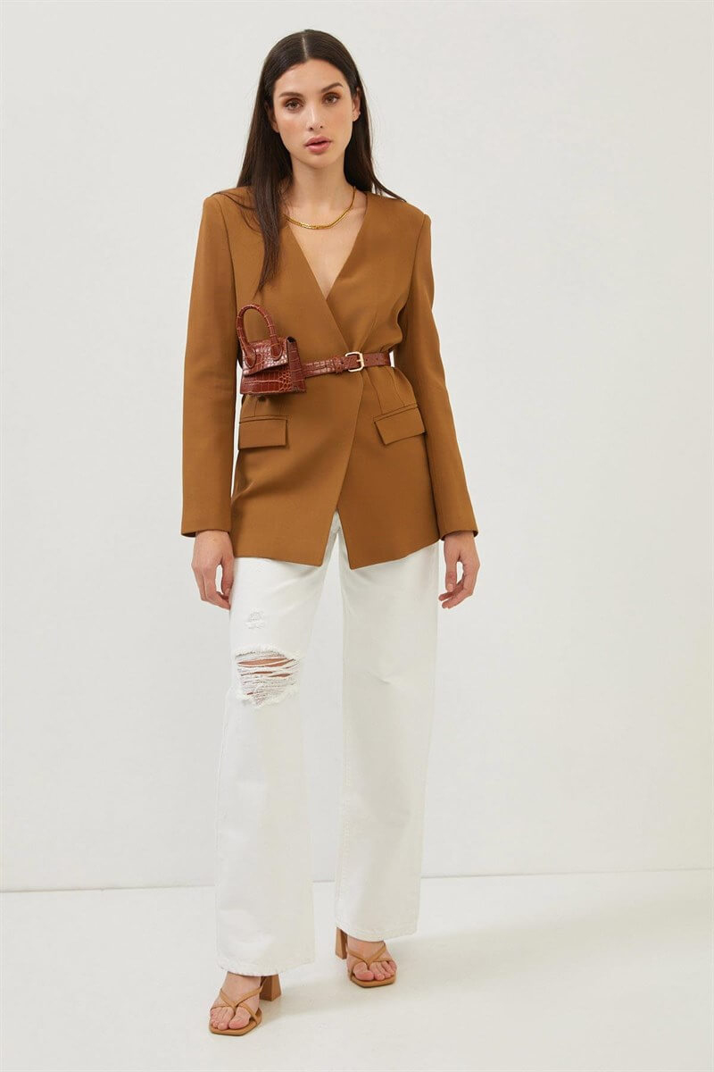 Camel Zincir Detaylı Kruvaze CeketST060W90303001