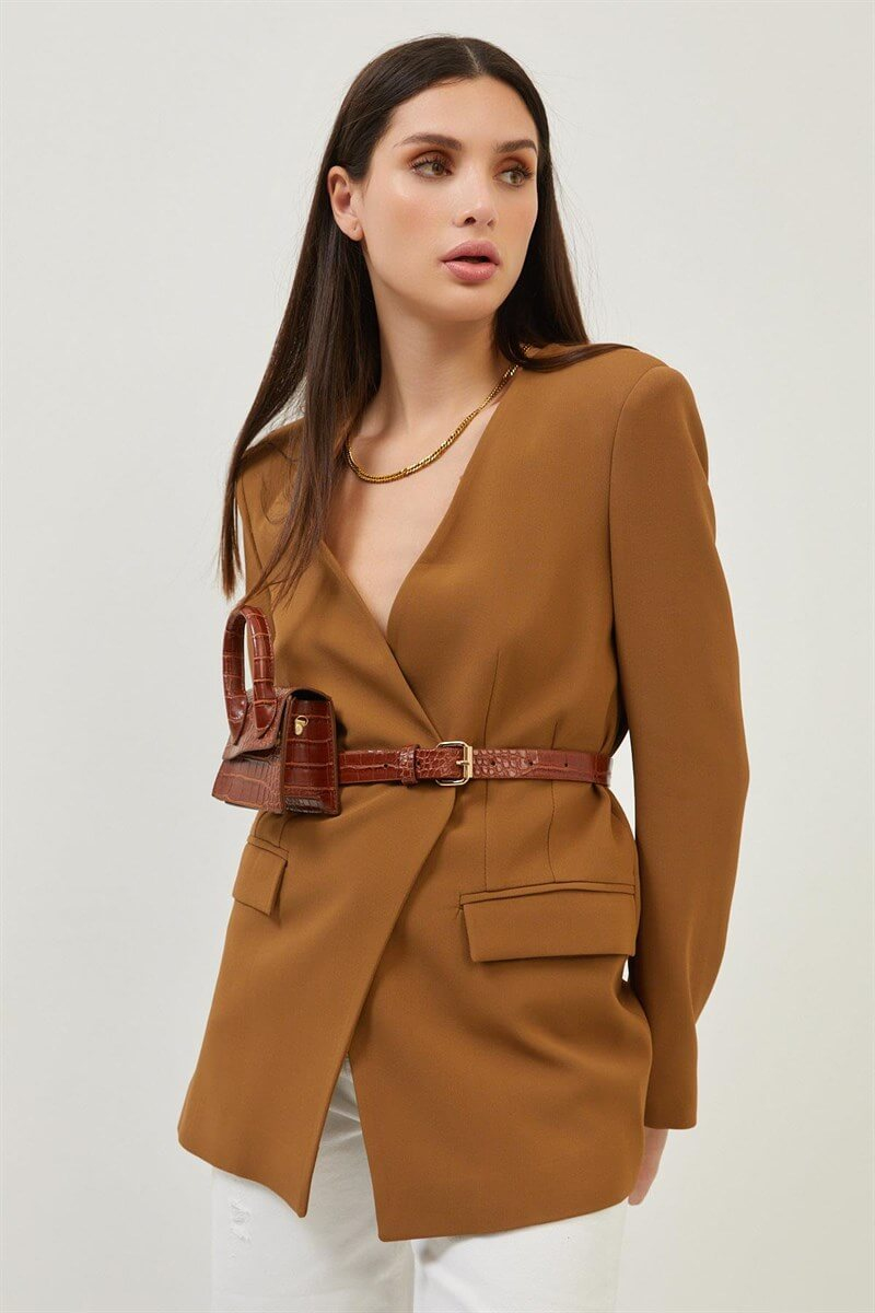 Camel Zincir Detaylı Kruvaze CeketST060W90303001