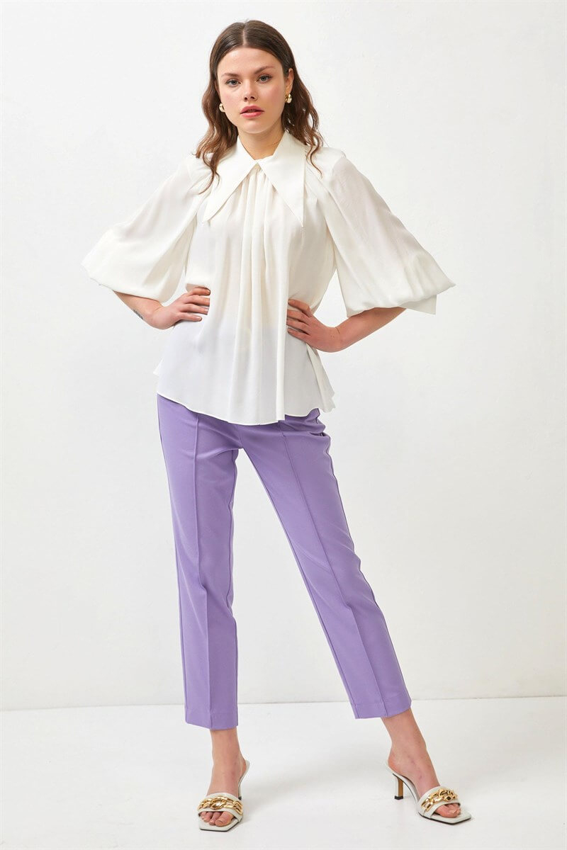 Ekru Balon Kol Yaka Detaylı BluzST060W30699001