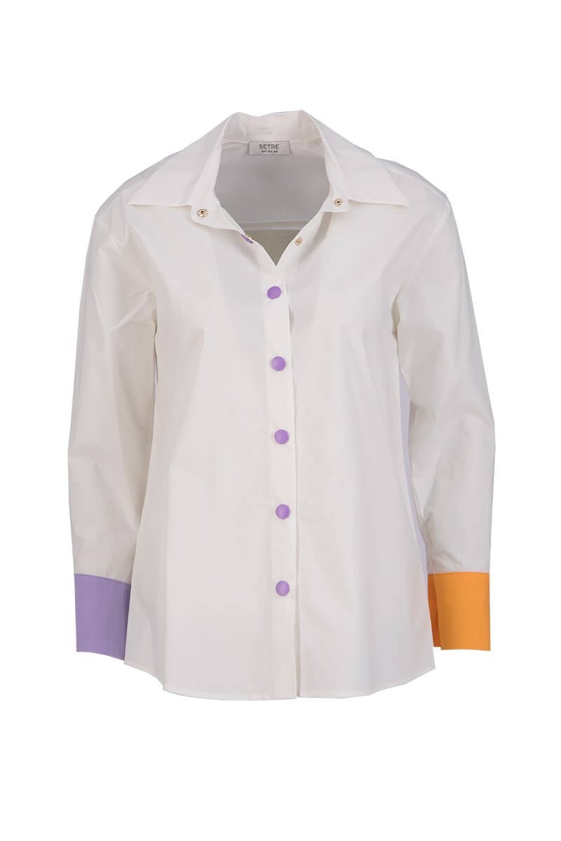 Ekru İki Renkli Manşet Detaylı GömlekST060S55190001