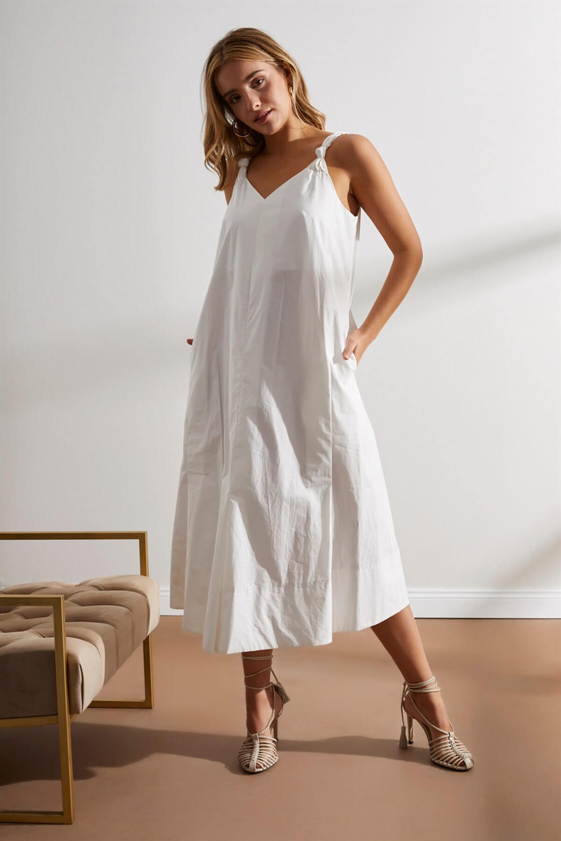 Ekru Kolsuz Midi ElbiseST050S4054201