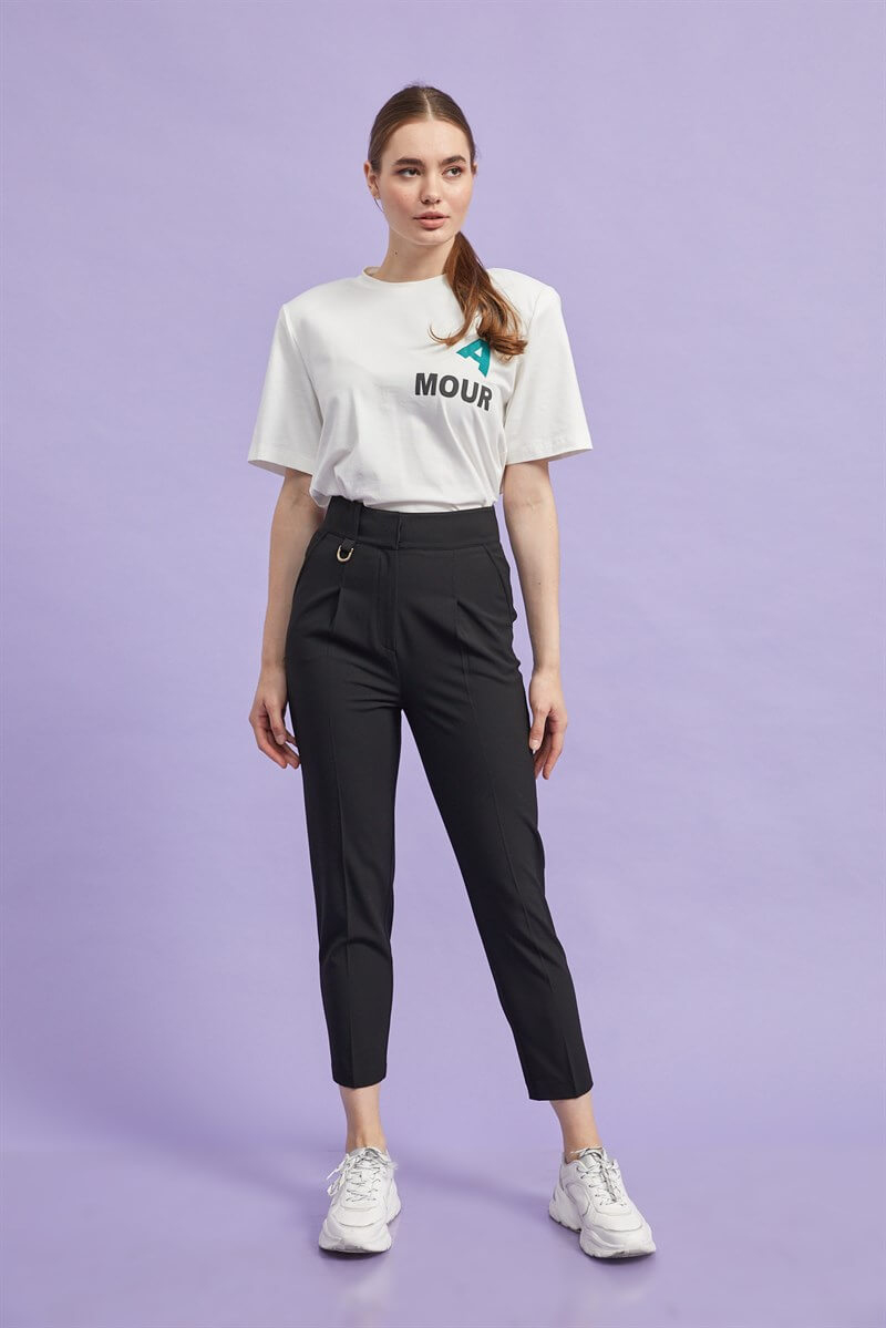Ekru Vatkalı Kısa Kol T-ShirtST060W71239002