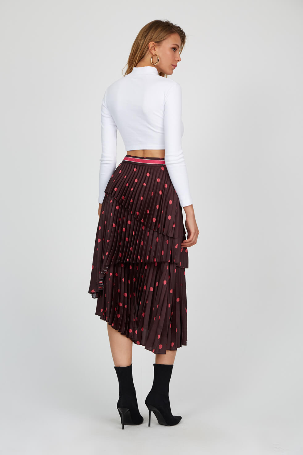 Kahve-Pembe Normal Bel Midi Etek